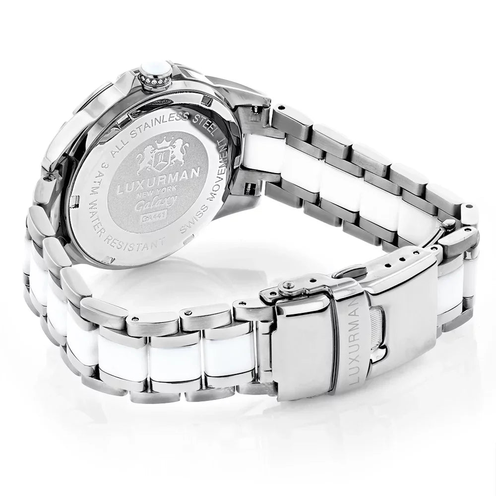 Ladies Diamond Ceramic Watch 1.25ct Ivory MOP Galaxy