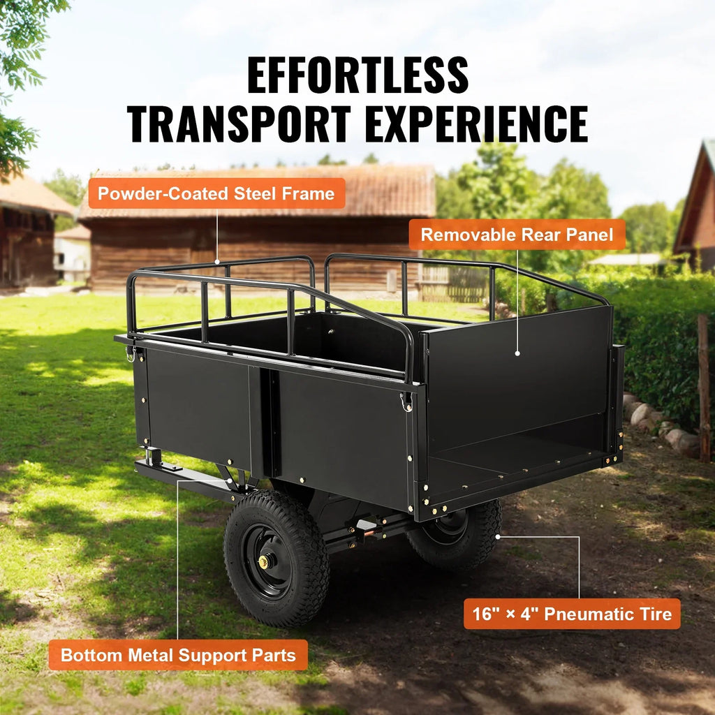 BENTISizeM Dump Trailer Tow Behind Dump Cart, 750 lbs 15 Cu. Ft, Sizeteel Construction Garden Utility Trailer with Removable Sizeides