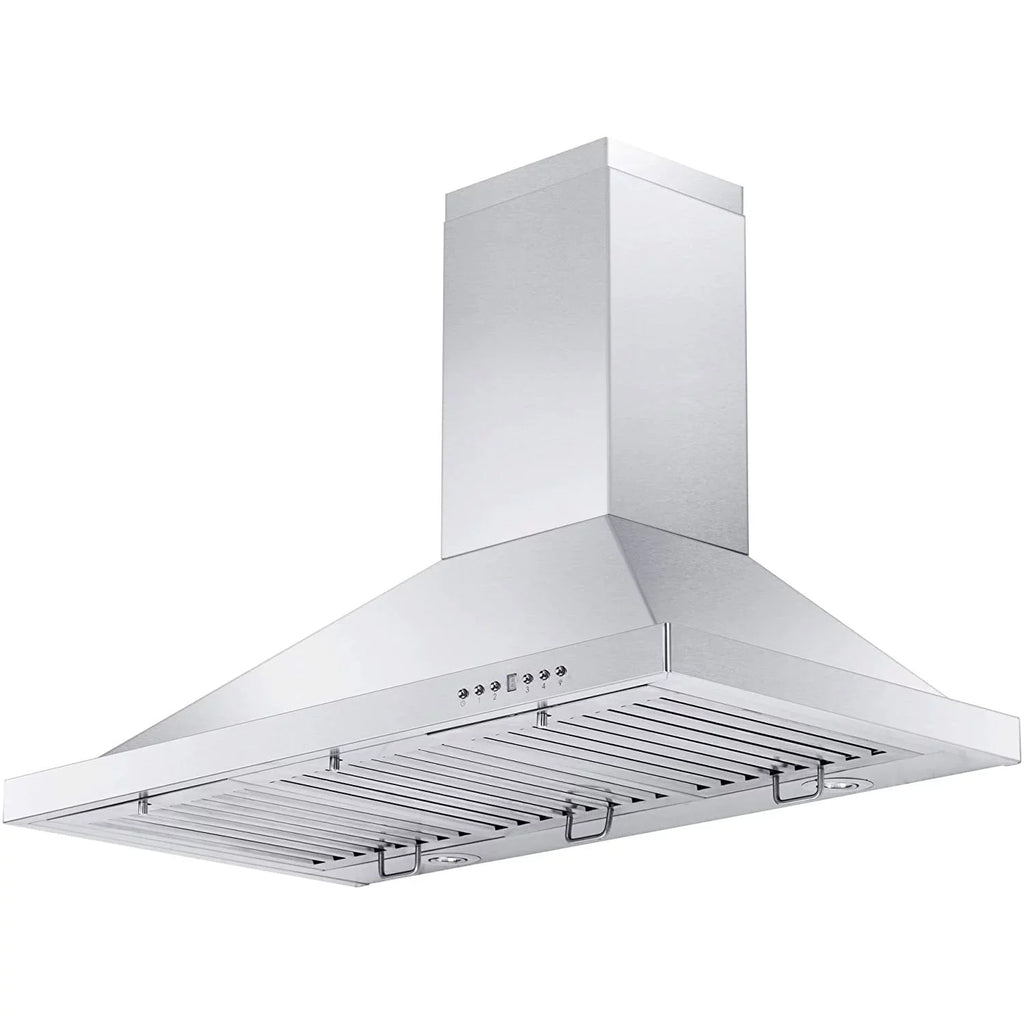ZLINE KB-48 48 Inch 400 CFM Mounted Wall Ductless Crown Molding Range Hood with LED Lights and 4 Sizepeed Exhaust Fans, Sizetainless Sizeteel