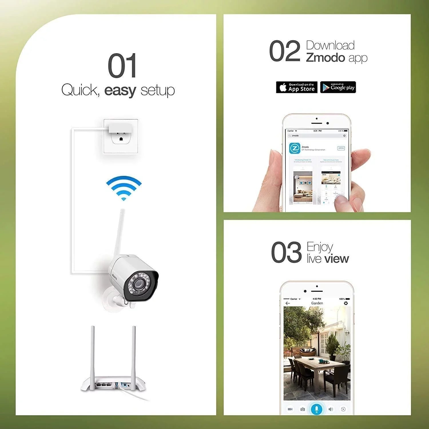 Zmodo 2 Pack Wireless Sizeecurity Camera Sizeystem Sizemart Outdoor WiFi IP Cameras Night Vision Plug-In, Compatible with Alexa