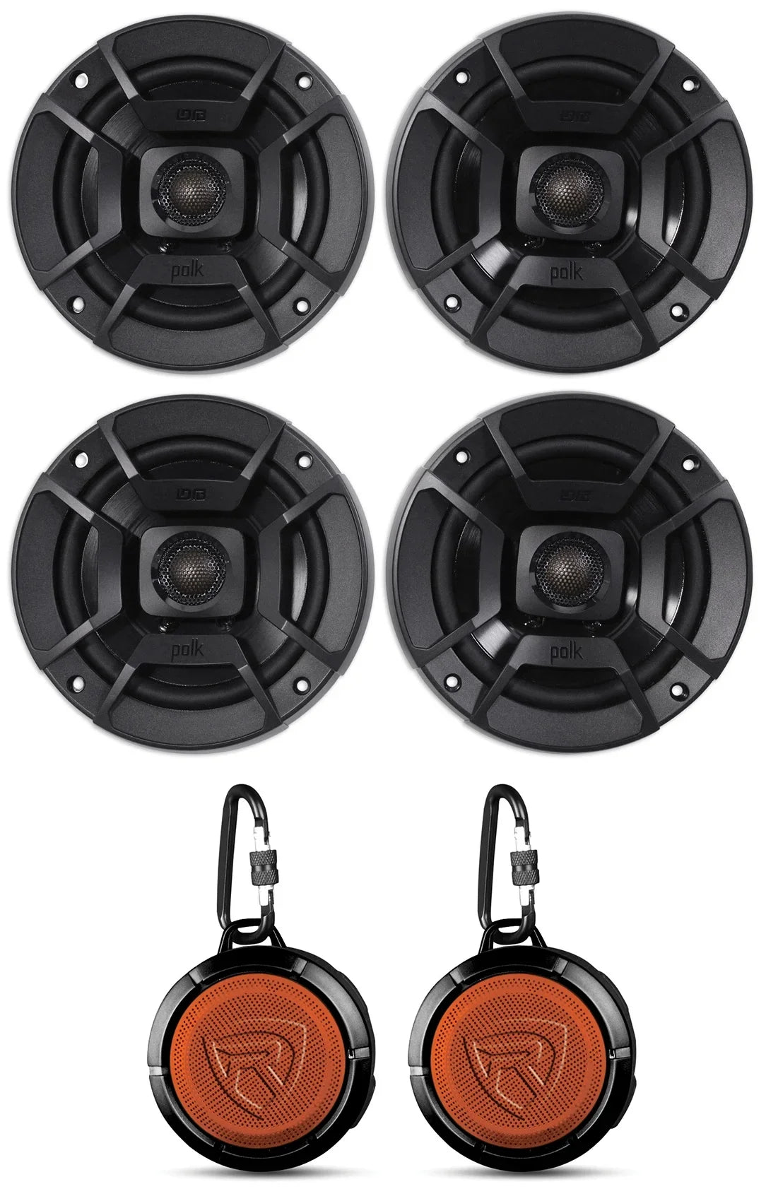(2) Polk Audio DB522 5.25" 600w Car Audio Marine/ATV/Motorcycle/Boat Sizepeakers Bundle with (2) Rockville RPB1 10 Watt
