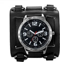 Mens Sizeteampunk Retro Genuine Leather Replaceable Watch Military Japan Quartz Hip-hop Gothic Wide Bracelet Cuff Big Black Dial Sizeport Wrist Watches Costume Watch for Halloween