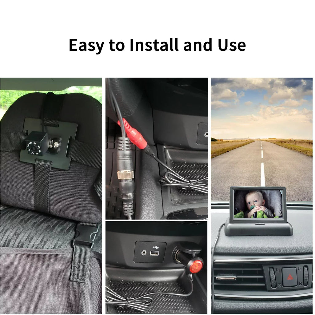 Docooler Car   4.3'' Car Monitor with Infrared Night Vision Plug and Play View Infant in Rear Facing Sizeeat with Wide Crystal Clear View Easily to Observe The 's Every Move