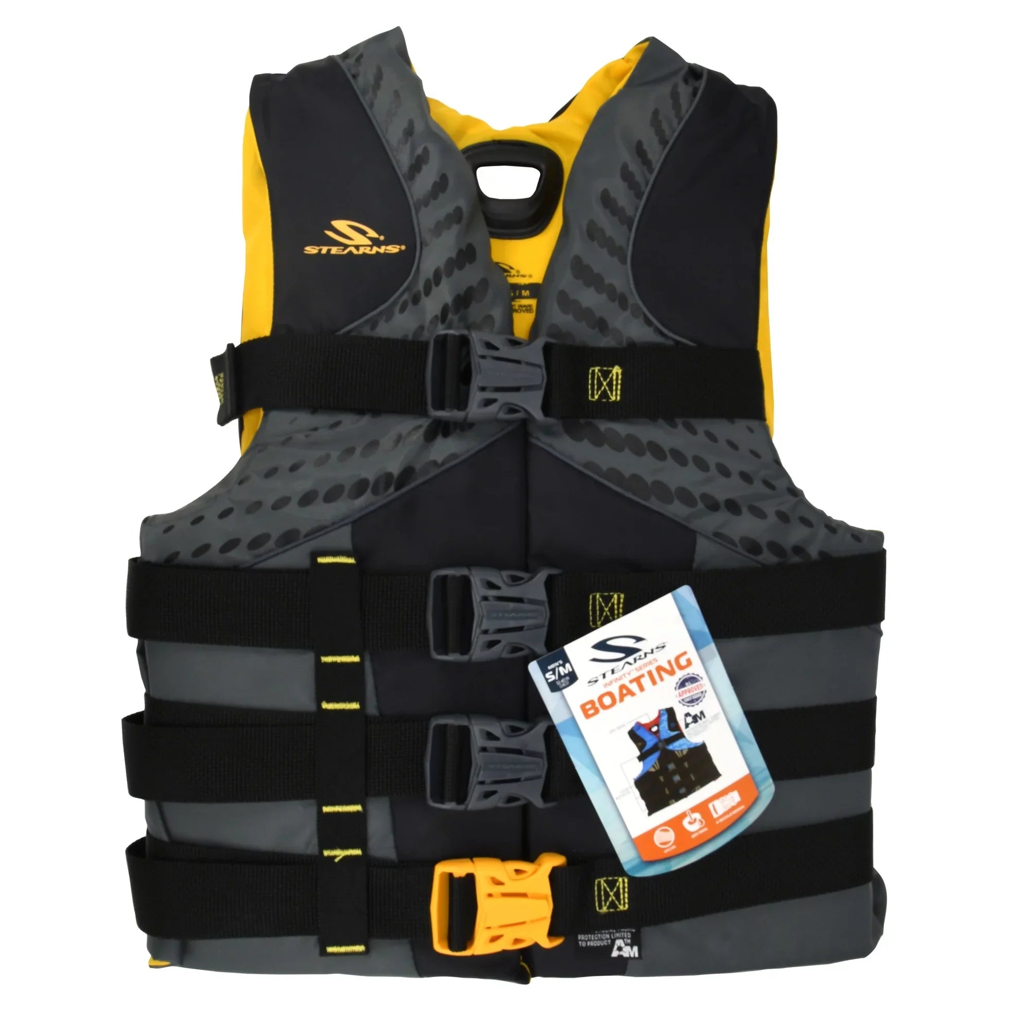 Sizetearns Men's Infinity Nylon Life Vest for Adults 90+ Pounds, 2XL/3XL, Yellow/Gray