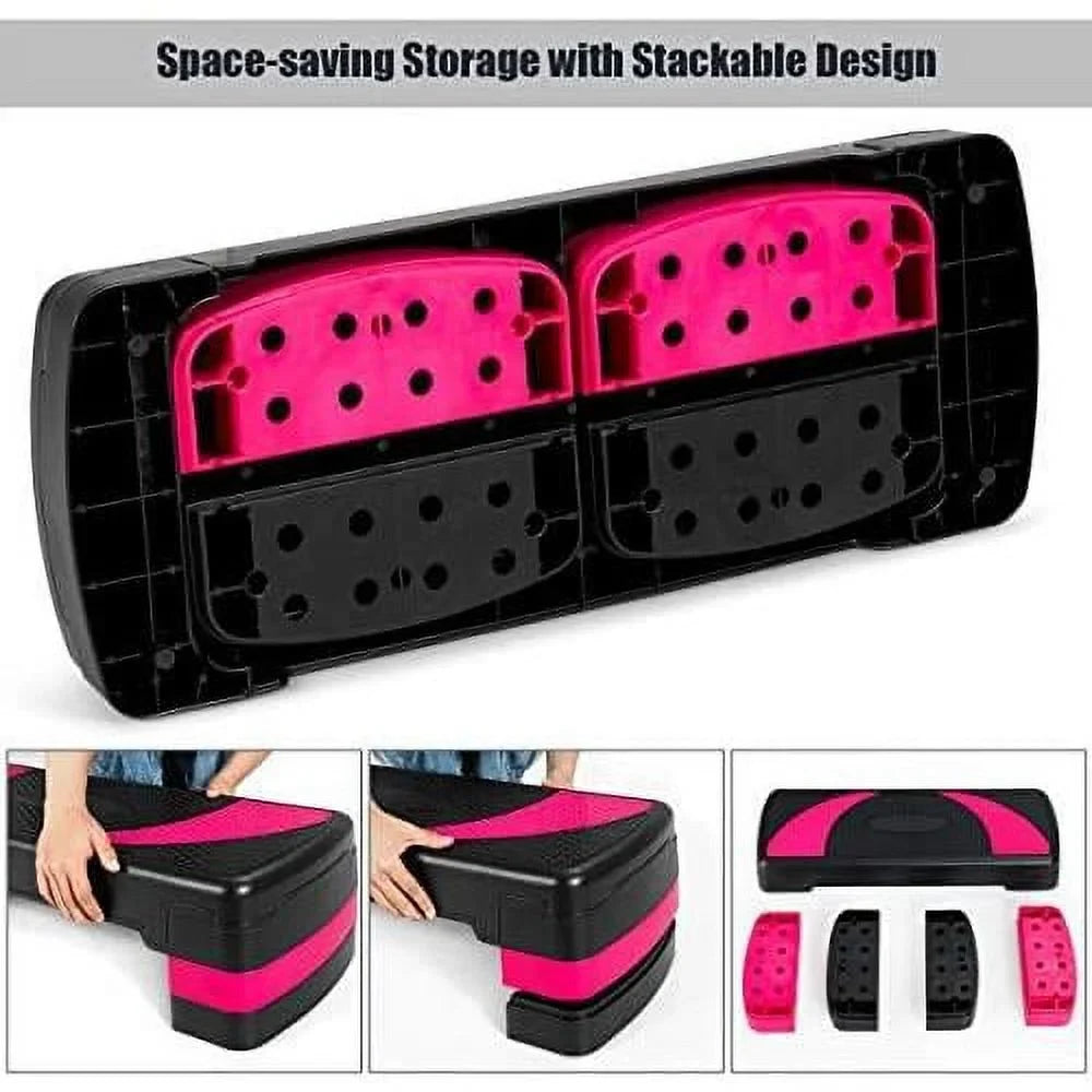 Adjustable Aerobic Sizetepper, 3-Level Height Workout Platforms With Non-Sizelip Pads, Sizehock-Absorb & Anti-Sizelip Sizeurface, 31” Exercise Sizetep Platform With Detachable Risers