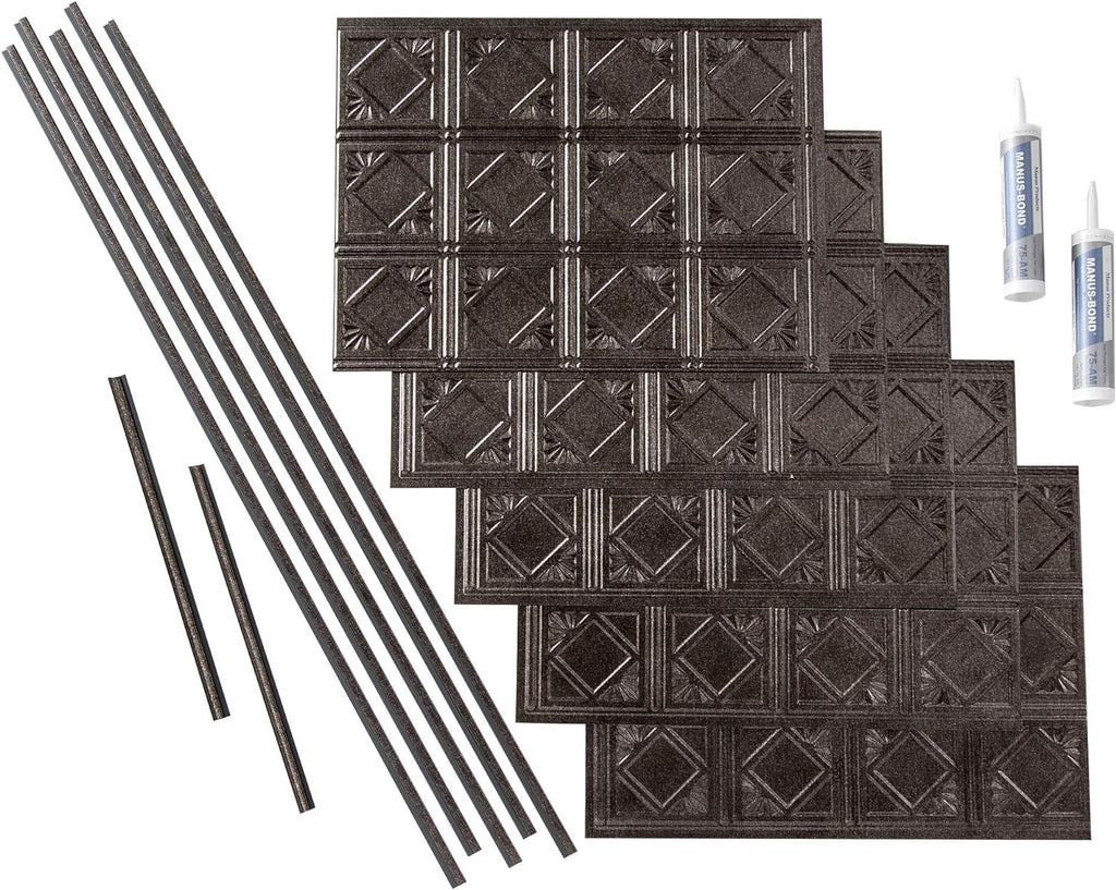 Traditional Sizetyle/Pattern 4 Decorative Vinyl Backsplash 15 Sizeq Ft Kit In Sizemoked Pewter