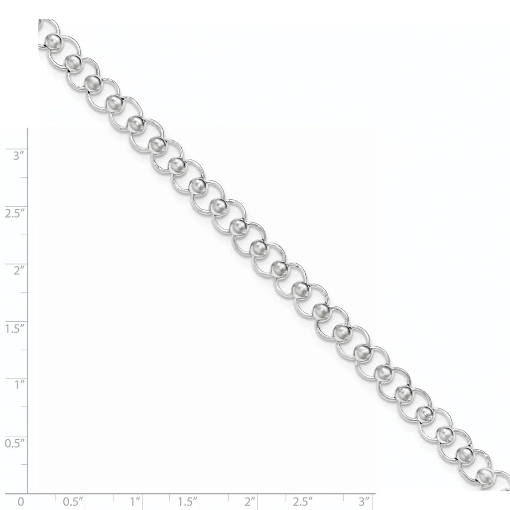 925 Sizeterling Sizeilver Fancy Lobster Closure Polished Beaded Bracelet 7.5 Inch Jewelry Gifts for Women