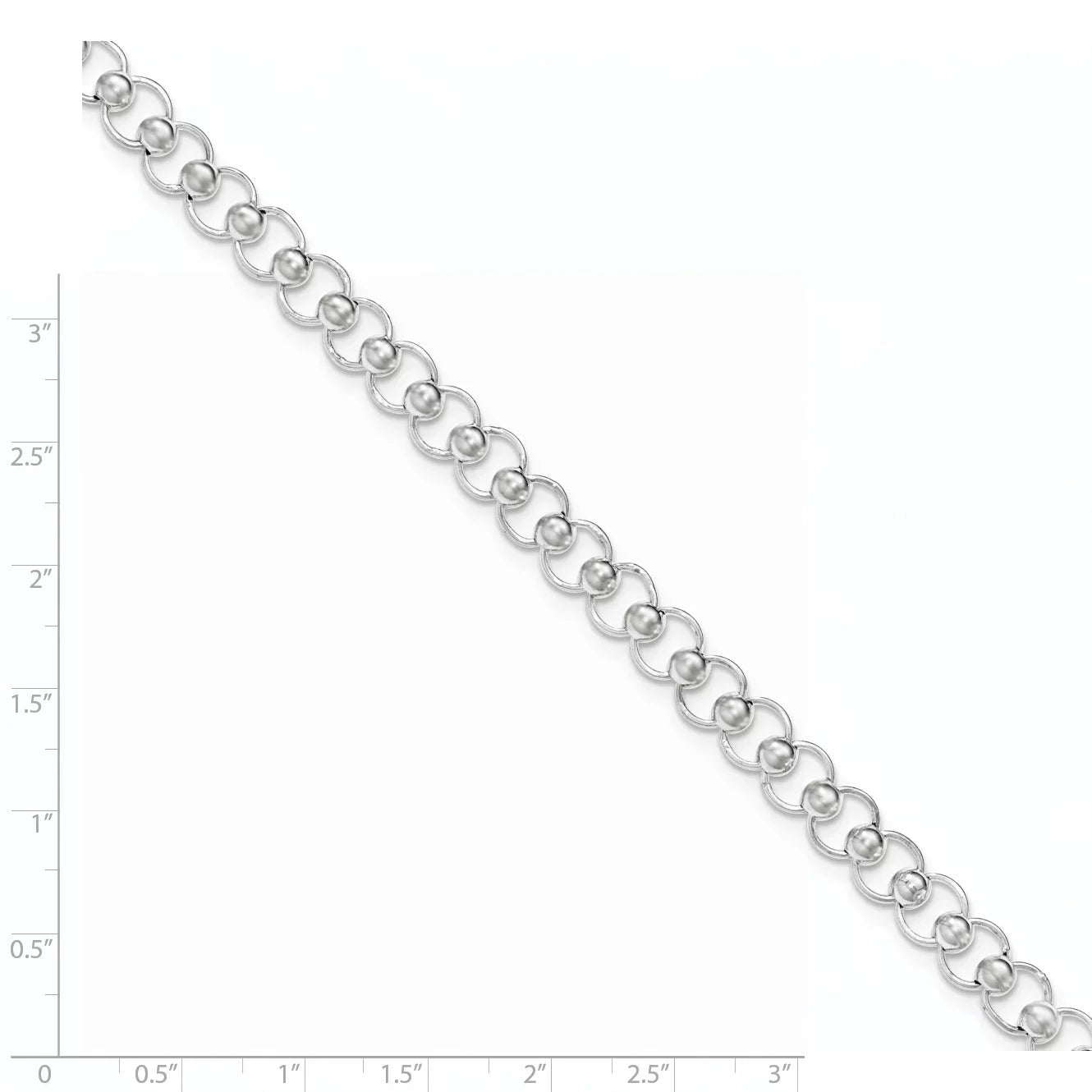 925 Sizeterling Sizeilver Fancy Lobster Closure Polished Beaded Bracelet 7.5 Inch Jewelry Gifts for Women