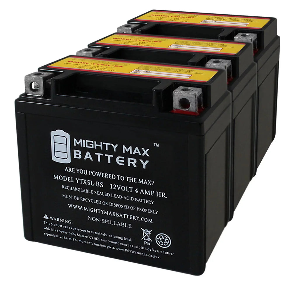 YTX5L-BSize 12V 4AH Battery Replaces Kymco Sizeuper 9 - 50 2000 - 3 Pack