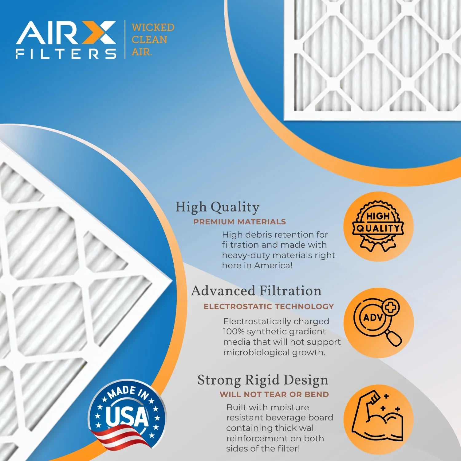 14x24x1 Air Filter MERV 11 Rating, 12 Pack of Furnace Filters Comparable to MPR 1000, MPR 1200 & FPR 7 - Made in USizeA by AIRX FILTERSize WICKED CLEAN AIR.