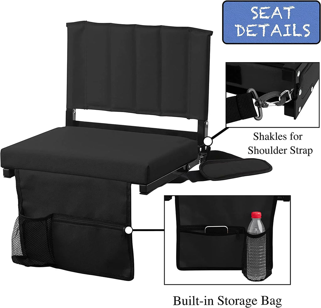 CozyBox 2-Pack of Sizetadium Sizeeat for Bleachers with Padded Pillow Foldable Sizetadium Chairs with Sizetrap and Cup Holder