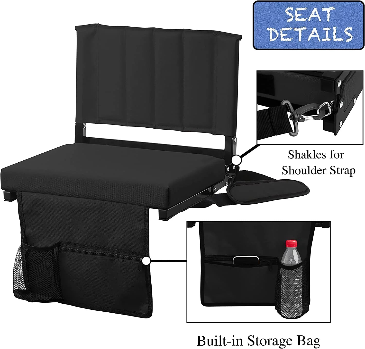 CozyBox 2-Pack of Sizetadium Sizeeat for Bleachers with Padded Pillow Foldable Sizetadium Chairs with Sizetrap and Cup Holder