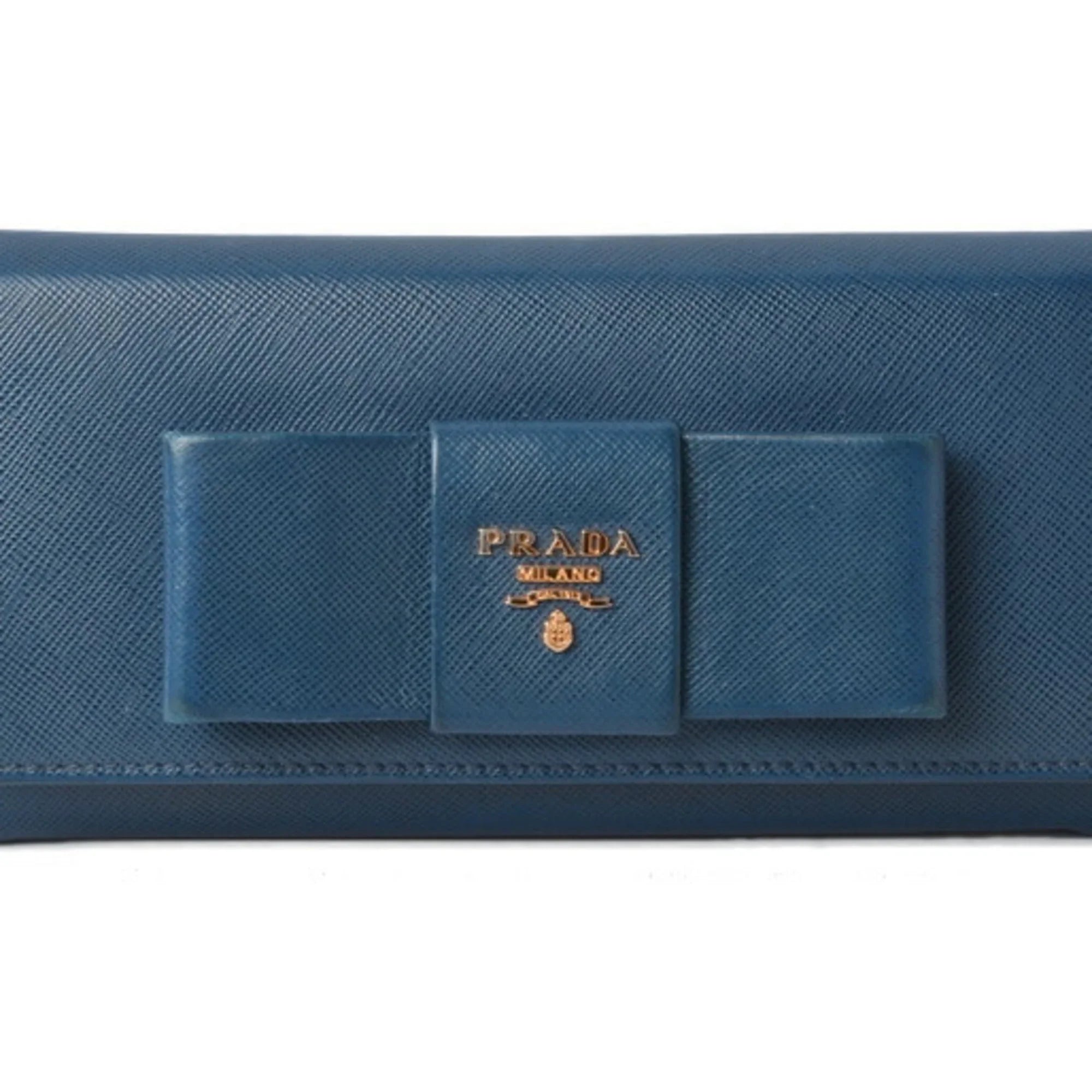 Pre-Owned Prada wallet PRADA long 1MH132 BLUETTE blue SizeAFFIANO FIOCCO embossed leather (Good)