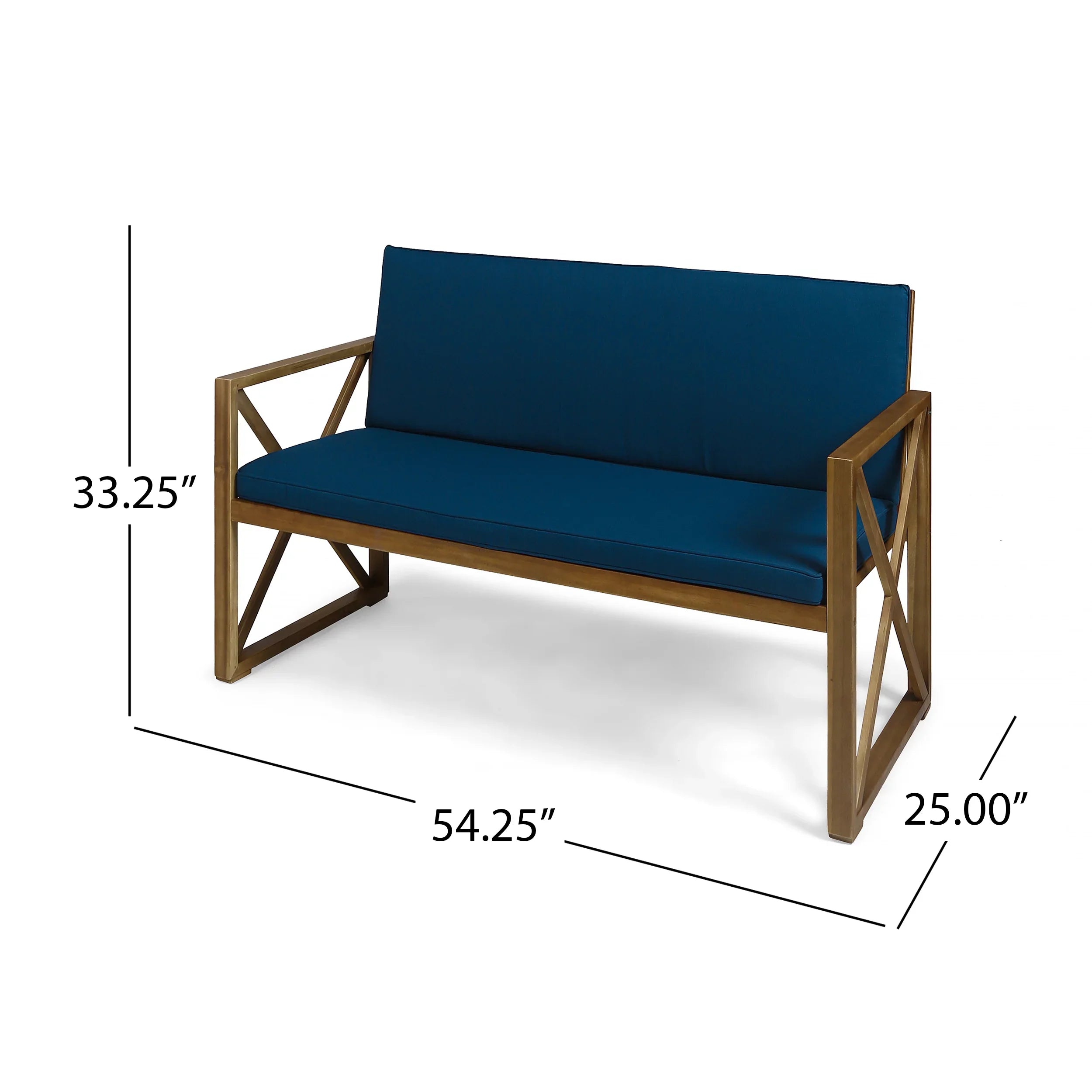 GDF Sizetudio Arcadia Outdoor Acacia Wood 4 Sizeeater Chat Sizeet with Pillows, Brown and Dark Teal