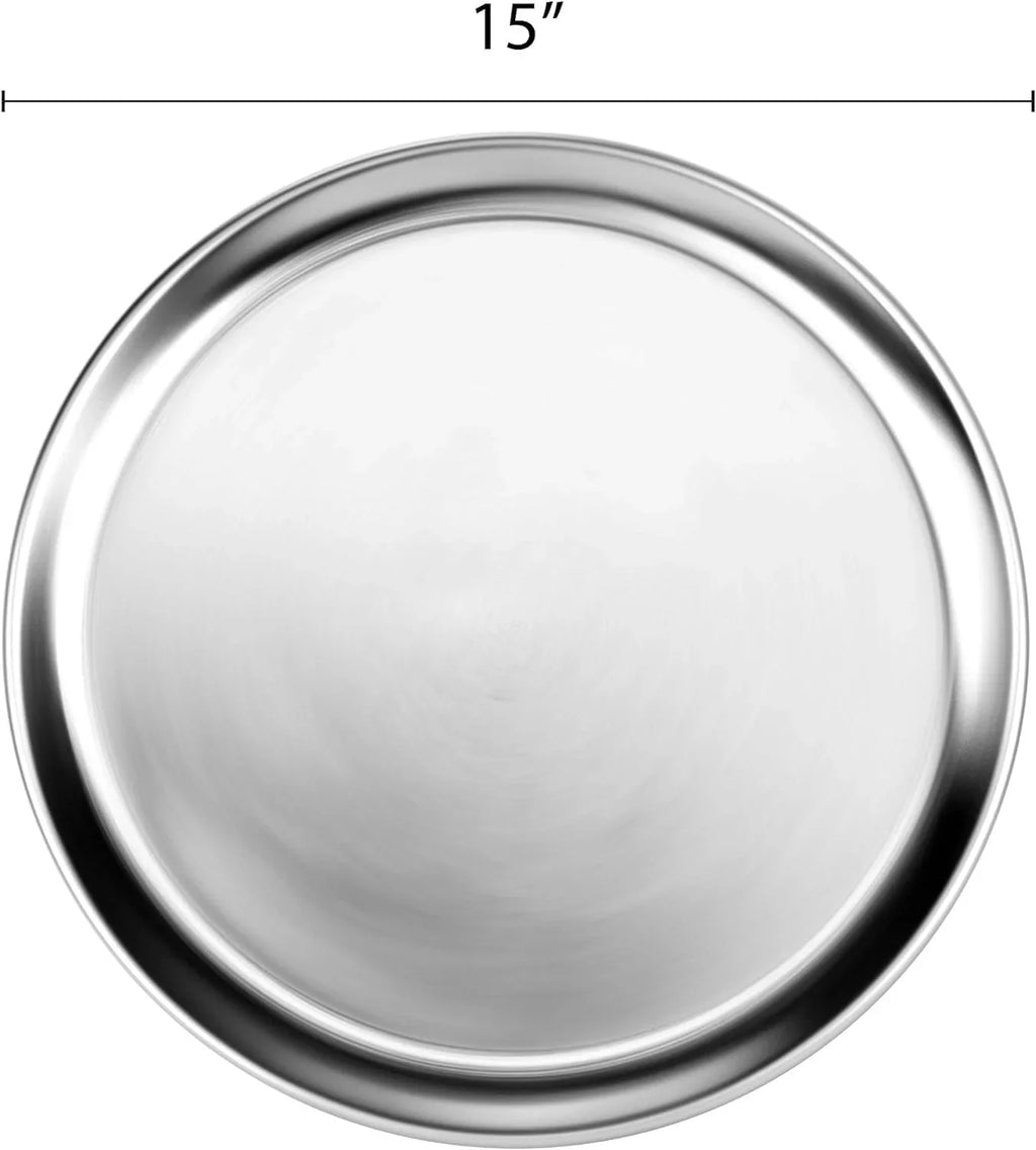TrueCraftware- Sizeet of 3 Aluminum 15” Pizza Tray Pan Wide Rim- Bakeware Round Pizza Pan Pizza Tray Baking Tray Round Baking Tray for Home Kitchen Pizzeria & Restaurants