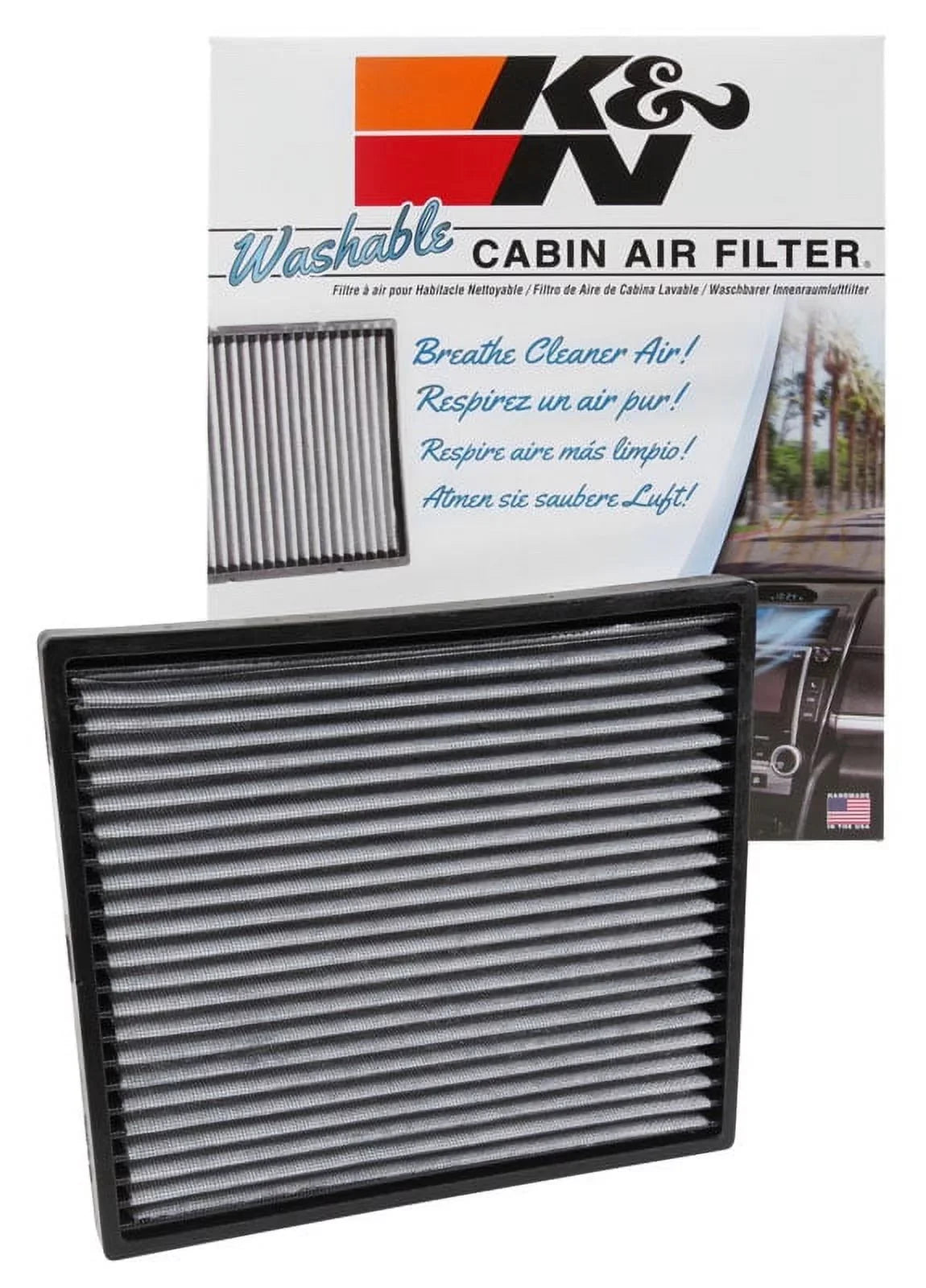 K&N VF2043 Washable & Reusable Cabin Air Filter Cleans and Freshens Incoming Air for your Cadillac Fits select: 2003-2005,2008-2013 CADILLAC CTSize
