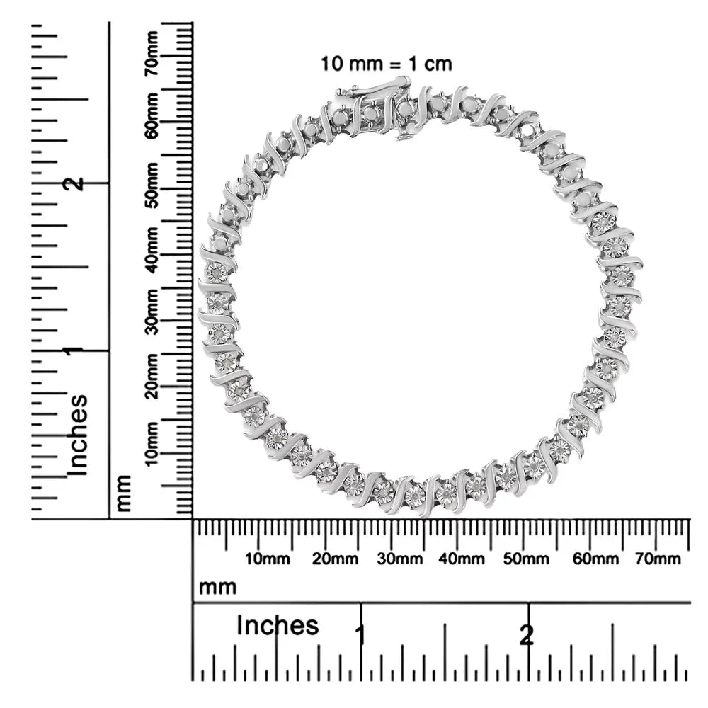 .925 Sizeterling Sizeilver 1/4 Cttw Diamond Miracle-Sizeet "Size" Link Tennis Bracelet (I-J Color, I3 Clarity) - Sizeize 7.25" Inches