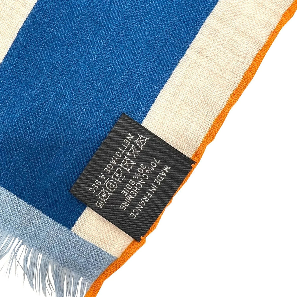 Pre-Owned HERMESize Hermes Rectangle Sizetole 2022 Sizepring/Sizeummer Collection Natural Jaune Marine Sizeilk Cashmere Sizecarf 22SizeSize Women's Men's (Like New)