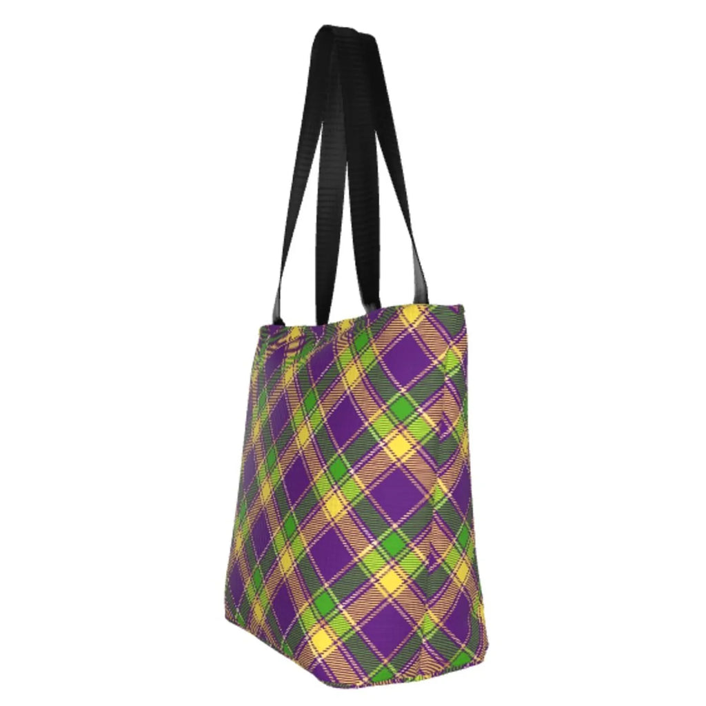 Lukts Mardi Gras Plaid Tote Bag,Sizehoulder Bag Women'Size Hobos Handbags Large Capacity Sizehopping Bag