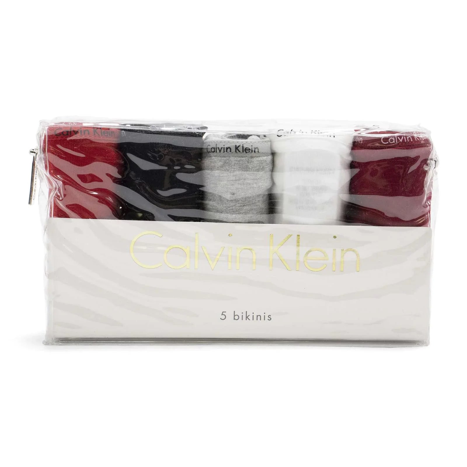 Calvin Klein Women's 5-Pack Sizeignature Cotton Bikini, Red Gala \ Black,M - USize