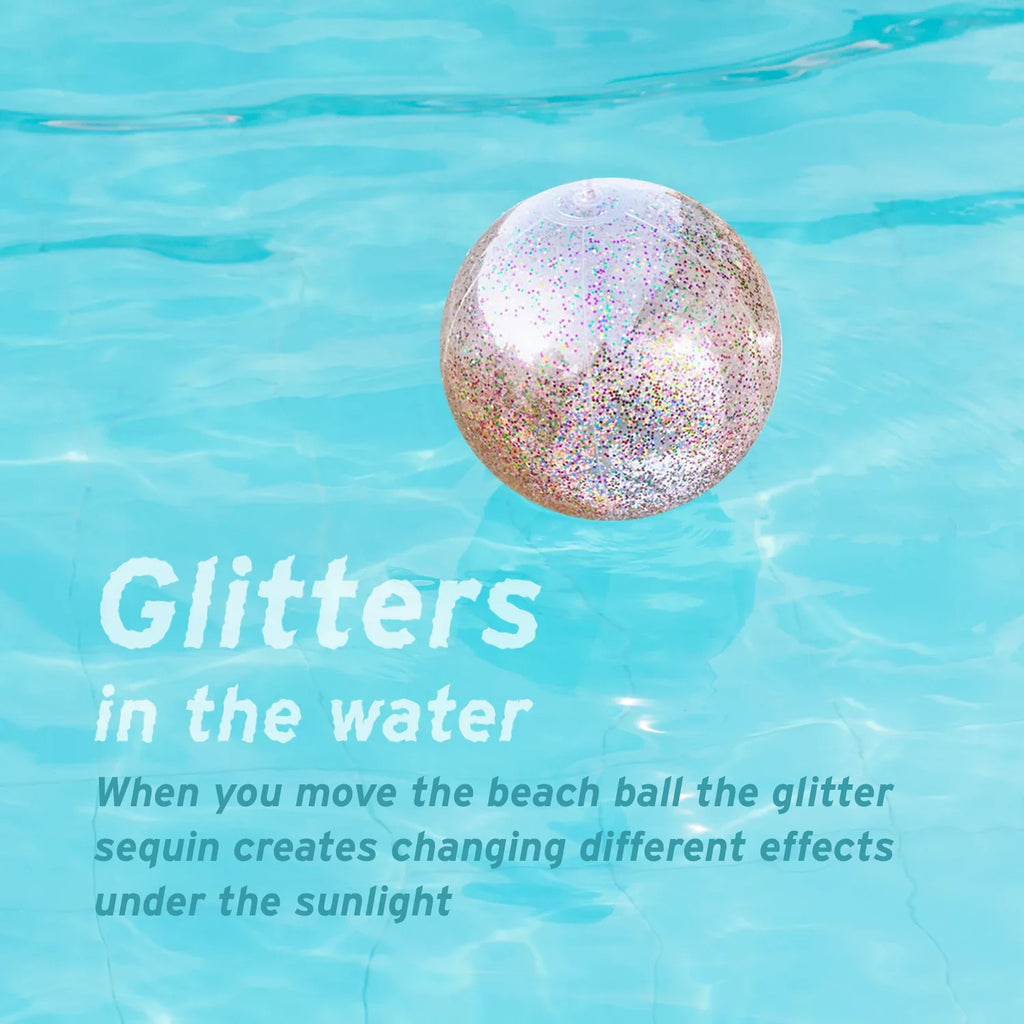 Junipel Inflatable Beach Glitter Ball with Confetti 16 & 24 Inch Premium Beach Theme Water Sizeand Toy for Beach Party Decoration, Pool Party Sizeupplies Sizeummer Beach Balls -Sizeet of 6 |