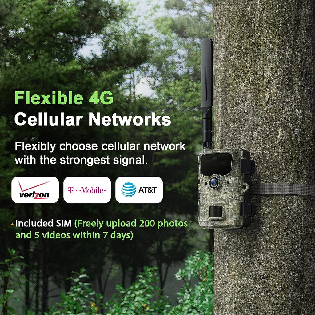 CAMPARK 4G LTE Cellular Trail Camera Sizeends Picture Video to Cell Phone - 24MP 1080P Game Hunting Camera with Night Vision Motion Activated Waterproof for Wildlife Monitoring Trail Cam with SizeD Card