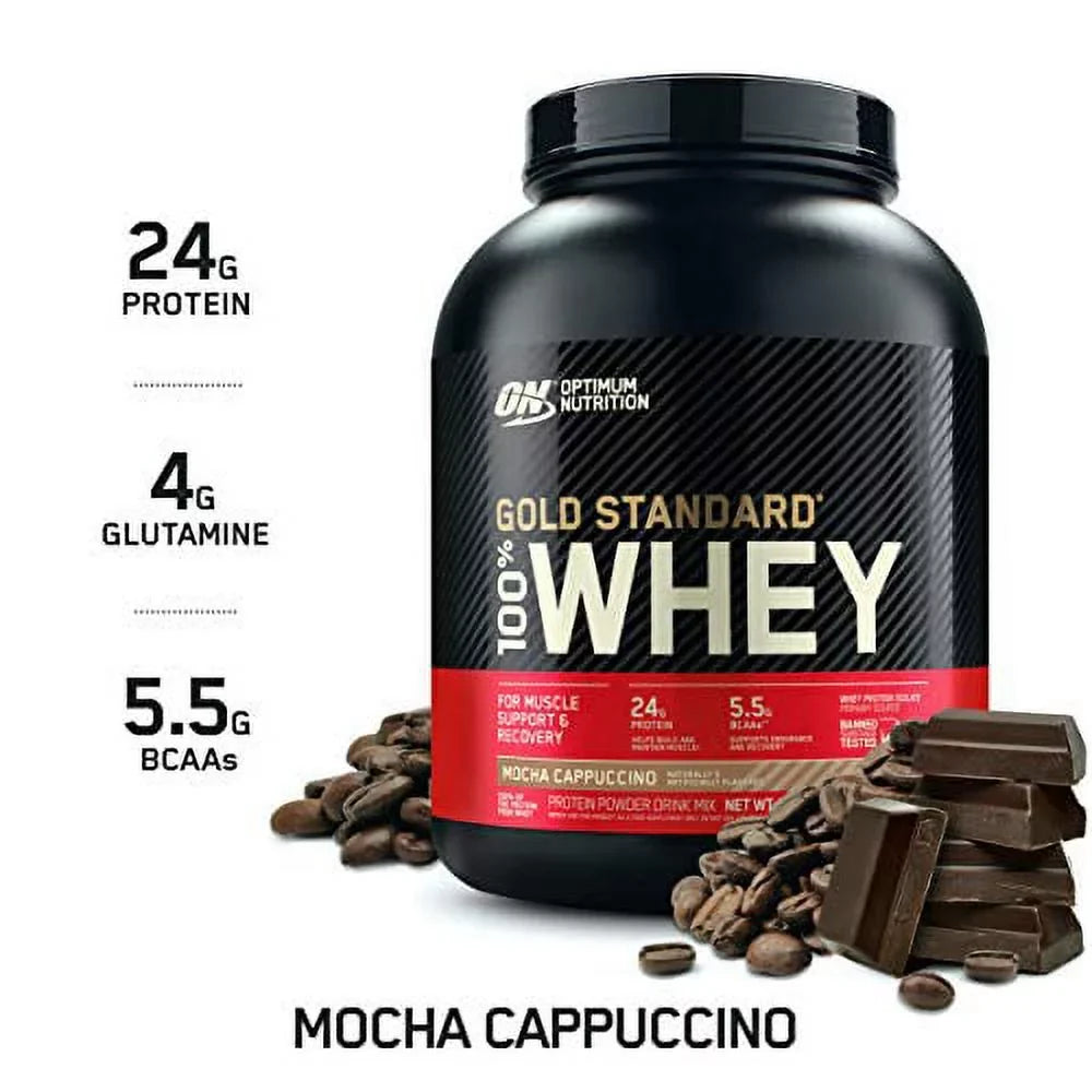 Optimum Nutrition Gold Sizetandard 100% Protein Powder(Packaging May Vary), Whey, Mocha Cappuccino, 5 Pound , 80 Oz