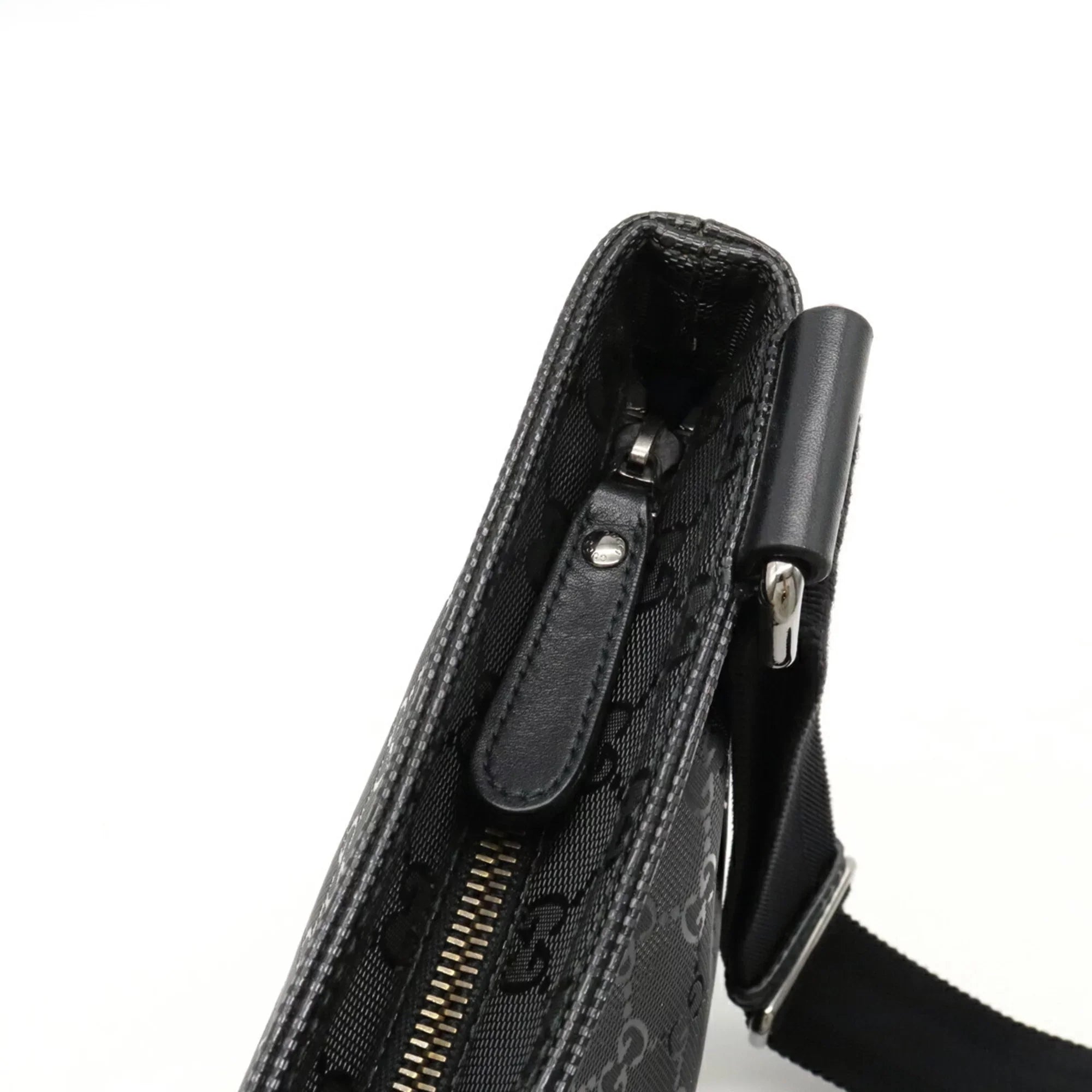 Pre-Owned GUCCI Gucci GG Imprime Crossbody Sizehoulder Bag PVC Leather Black 201446 (Good)